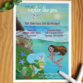 Aquamarine, Rosa, Blaue Meerjungfrau Geburtstagspa Einladung