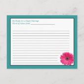 Aquamarine Rosa Gerbera Erfolgreiche Eheausweis Hinweiskarte (Rückseite)