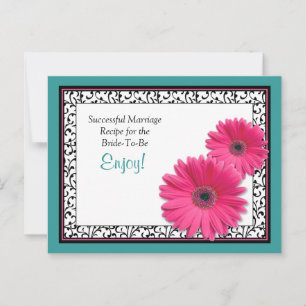 Aquamarine Rosa Gerbera Erfolgreiche Eheausweis Hinweiskarte
