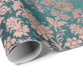 Aquamarine Rosa Rose Gold Powder Imitate Blush Blu Geschenkpapier (Rolleneckpunkt)