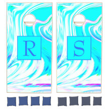 Aquamarine Rosa Wellen Monogramm Abstrakt Hübsch