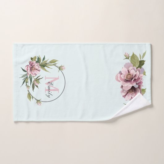 Aquamarine, rosafarbene Pfannenbäume personalisier Handtuch (Handtuch)