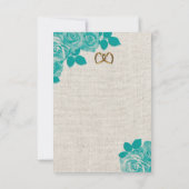 Aquamarine Rose auf Leinenhochzeit Einladung (Rückseite)