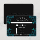 Aquamarine Rose Black Gothic Wedding RSVP Antwort Einladung (Vorne/Hinten)