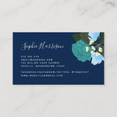 Aquamarine Rose Floral und Mint Gingham Visitenkarte (Rückseite)