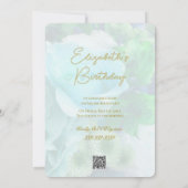 Aquamarine Rose Geburtstagsparty Einladung (Rückseite)