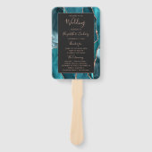 Aquamarine Rose Gold Agate Dark Wedding Programm Fächer (Vorderseite)