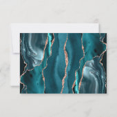 Aquamarine Rose Gold Agate Dark Wedding RSVP (Rückseite)