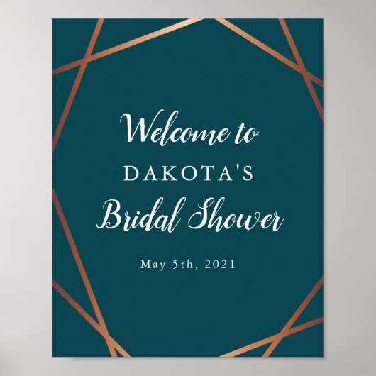 Aquamarine Rose Gold Brautparty Willkommen Poster (Vorne)