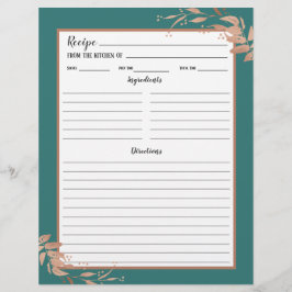 Aquamarine Rose Gold Foliage Rezept Binder Seite