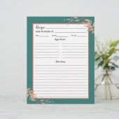 Aquamarine Rose Gold Foliage Rezept Binder Seite (Stehend Vorderseite)