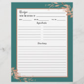 Aquamarine Rose Gold Foliage Rezept Binder Seite (Rückseite)