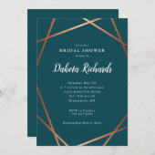 Aquamarine Rose Gold Geometrisches Brautparty Einladung (Vorne/Hinten)