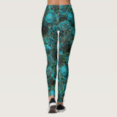 Aquamarine Rose Gold Glitzer Glam Floral Boho Leggings (Rückseite)
