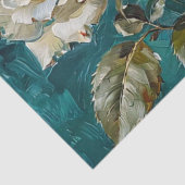 Aquamarine Rose Grün und Creme Seidenpapier (Detail)