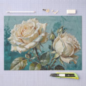 Aquamarine Rose Grün und Creme Seidenpapier (Handwerk)