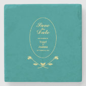 Aquamarine Rose Hochzeit speichern Sie das Datum Steinuntersetzer (Vorderseite)