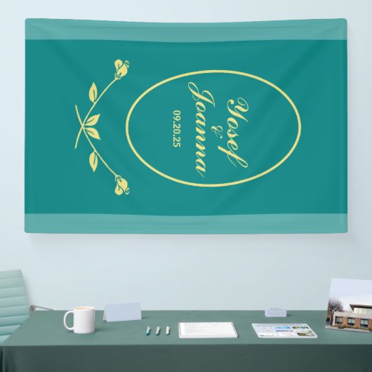 Aquamarine Rose Hochzeitsbanner Banner (Messe)