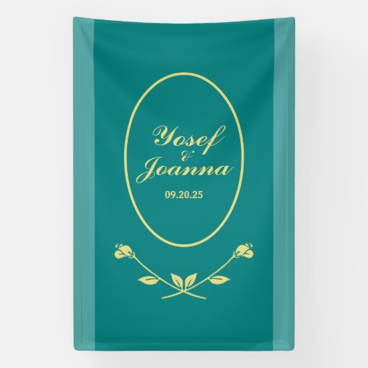 Aquamarine Rose Hochzeitsbanner Banner (Vertikal)