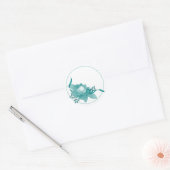 Aquamarine Rose mit Band Runder Aufkleber (Umschlag)