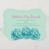 Aquamarine Rose Muttertag Brunch Einladung (Vorne/Hinten)