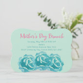 Aquamarine Rose Muttertag Brunch Einladung (Stehend Vorderseite)