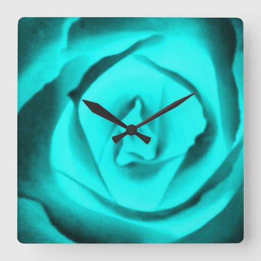 Aquamarine Rose Quadratische Wanduhr (Vorderseite)