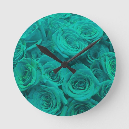 aquamarine Rose Runde Wanduhr (Vorderseite)