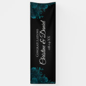 Aquamarine Rose Schwarz-Gotik-Hochzeit Banner (Vertikal)