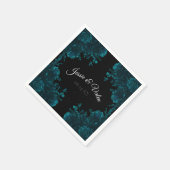 Aquamarine Rose Schwarz-Gotik-Hochzeit Serviette (Ecke)