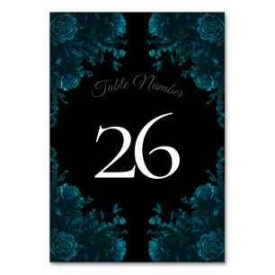 Aquamarine Rose Schwarz-Gotik-Hochzeit Tischnummer
