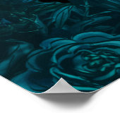 Aquamarine Rose Schwarz-Gotische Hochzeitsstift Poster (Ecke)