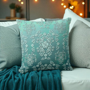 Aquamarine Rose Vintages Muster für Damaskus Kissen