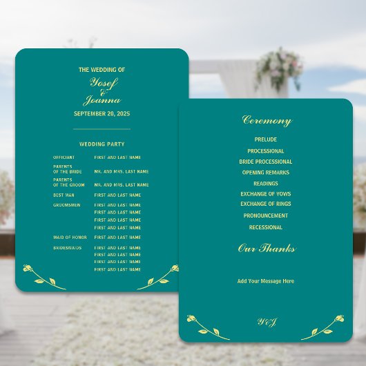 Aquamarine Rose - Vollhochzeitsprogramm Einladung