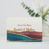 Aquamarine Rostcreme Agate Stone Save the Date Einladung (Stehend Vorderseite)