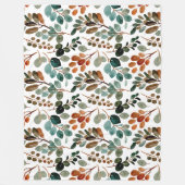 Aquamarine Rostfläche Grünbraun Blätter Herbst Fleecedecke (Vorderseite)