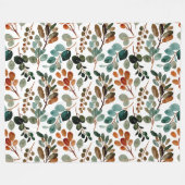 Aquamarine Rostfläche Grünbraun Blätter Herbst Fleecedecke (Vorderseite (Horizontal))