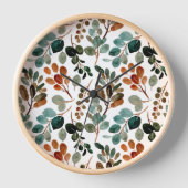 Aquamarine Rostfläche Grünbraun Blätter Herbst Uhr (Vorderseite)