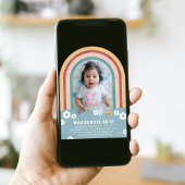 Aquamarine Rote Flora-Regenbogen-Einladung von Kid Einladung