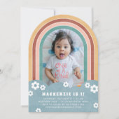 Aquamarine Rote Flora-Regenbogen-Einladung von Kid Einladung (Vorderseite)