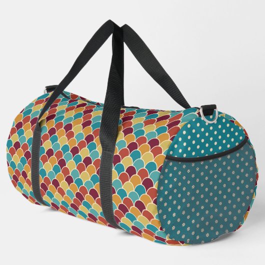AQUAMARINE ROTE ORANGE YELLOW PATTERN DUFFLE BAG (Rechte Ecke)