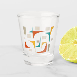 Aquamarine rote Orangenecken Mitte des Jahrhundert Schnapsglas