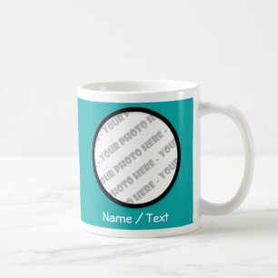 Aquamarine Round-Foto- und Text-Tasse - Erstellen Kaffeetasse