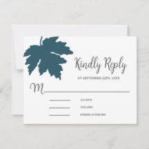 Aquamarine RSVP-Karte für Ahornleder