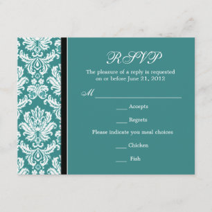Aquamarine RSVP-Karte für klassische Damaskus RSVP Karte