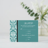 Aquamarine RSVP-Karte für klassische Damaskus RSVP Karte (Stehend Vorderseite)