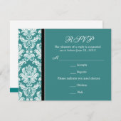 Aquamarine RSVP-Karte für klassische Damaskus RSVP Karte (Vorne/Hinten)