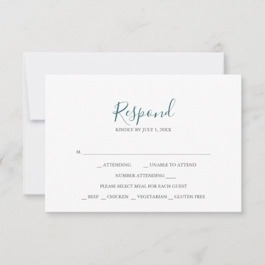 Aquamarine RSVP-Karten für Hochzeiten RSVP Karte (Vorderseite)
