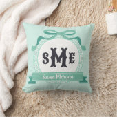 Aquamarine, rückwärts gerichtete Bogen-Monogramm Kissen (Decke)