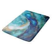 Aquamarine Ruhe: Abstrakte Kunst des Ozeans Badematte (Schrägansicht)